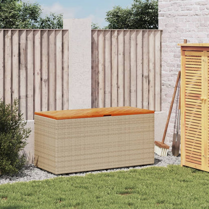 Gartentruhe Beige 110x50x54 cm Poly Rattan Akazienholz