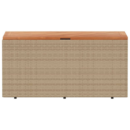 Gartentruhe Beige 110x50x54 cm Poly Rattan Akazienholz