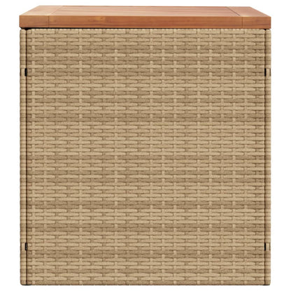 Gartentruhe Beige 110x50x54 cm Poly Rattan Akazienholz