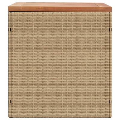 Gartentruhe Beige 110x50x54 cm Poly Rattan Akazienholz