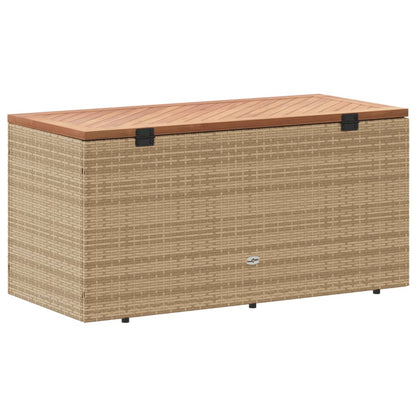 Gartentruhe Beige 110x50x54 cm Poly Rattan Akazienholz