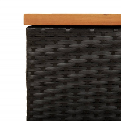 Gartentruhe Schwarz 220x50x54 cm Poly Rattan Akazienholz