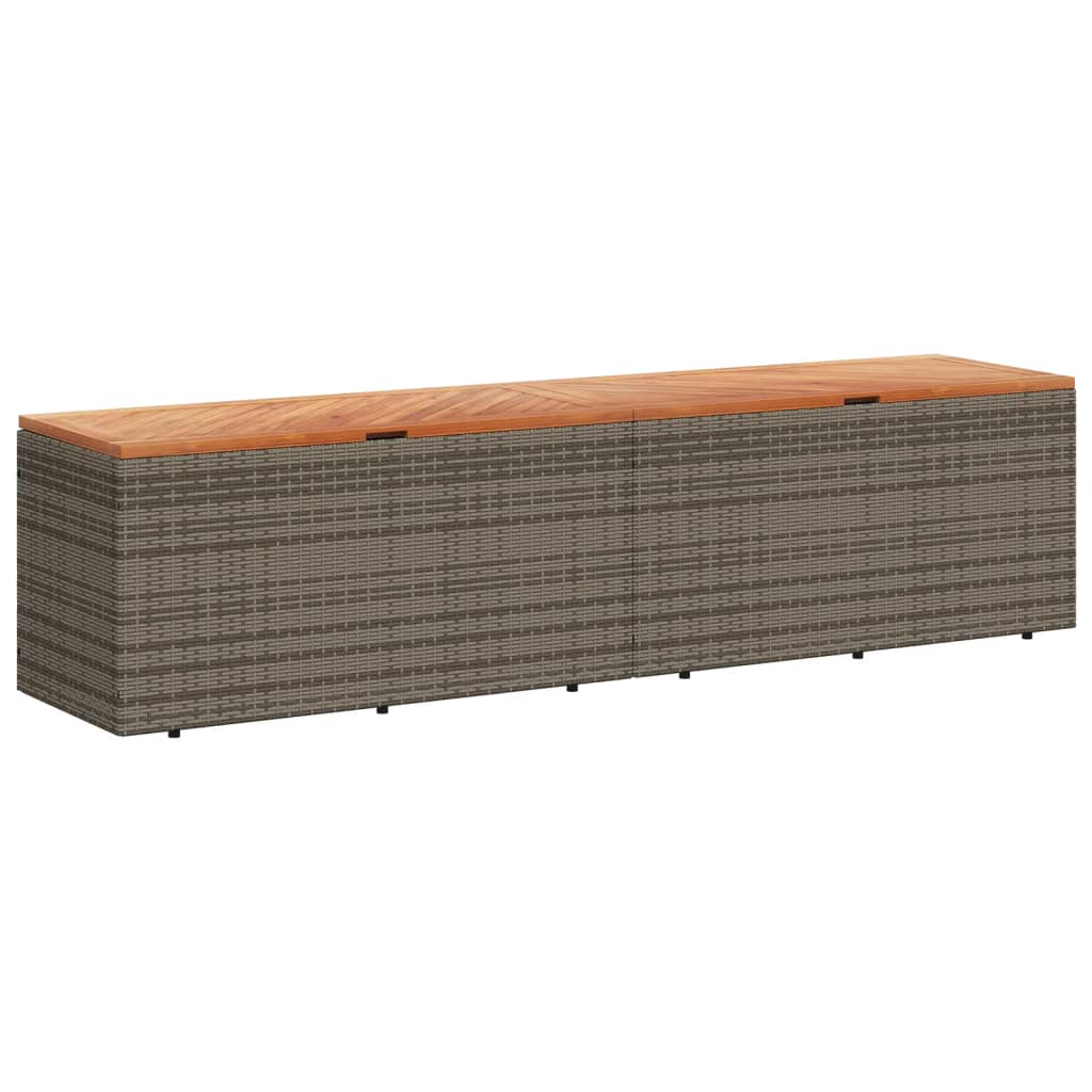 Gartentruhe Grau 220x50x54 cm Poly Rattan Akazienholz