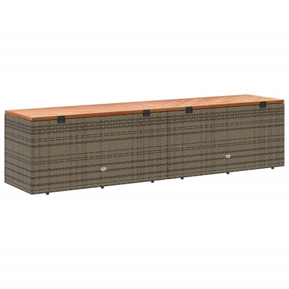 Gartentruhe Grau 220x50x54 cm Poly Rattan Akazienholz