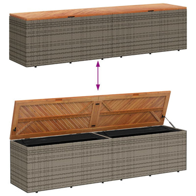 Gartentruhe Grau 220x50x54 cm Poly Rattan Akazienholz