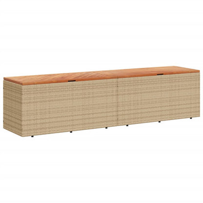 Gartentruhe Beige 220x50x54 cm Poly Rattan Akazienholz