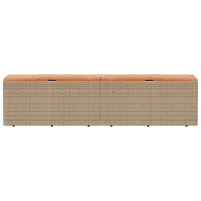 Gartentruhe Beige 220x50x54 cm Poly Rattan Akazienholz