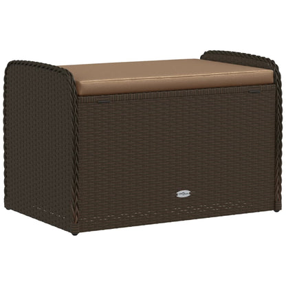 Sitzbank mit Stauraum & Kissen Braun 80x51x52 cm Poly Rattan