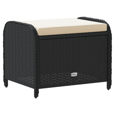 Gartenhocker mit Kissen Schwarz 58x46x46 cm Poly Rattan