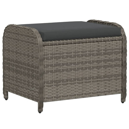 Gartenhocker mit Kissen Grau 58x46x46 cm Poly Rattan