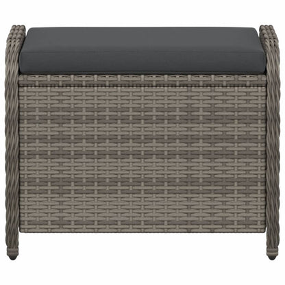 Gartenhocker mit Kissen Grau 58x46x46 cm Poly Rattan