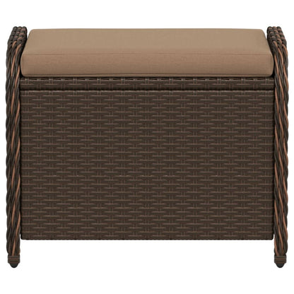 Gartenhocker mit Kissen Braun 58x46x46 cm Poly Rattan