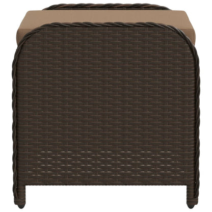 Gartenhocker mit Kissen Braun 58x46x46 cm Poly Rattan