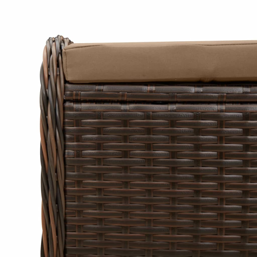 Gartenhocker mit Kissen Braun 58x46x46 cm Poly Rattan