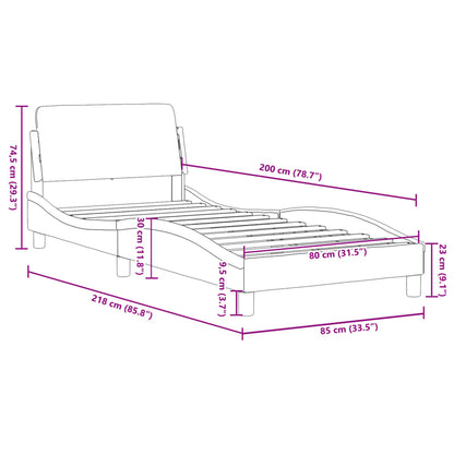 Bettgestell ohne Matratze Dunkelgrau 80x200 cm Stoff