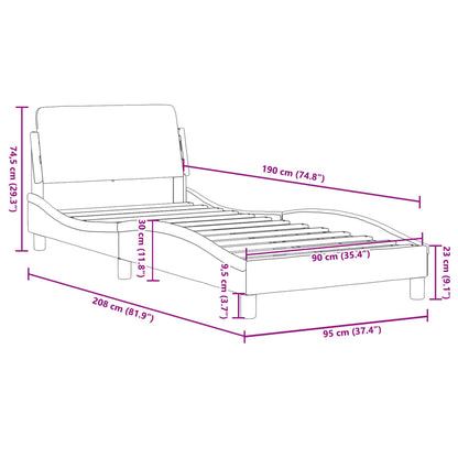 Bettgestell mit Kopfteil ohne Matratze Schwarz 90x190 cm Samt