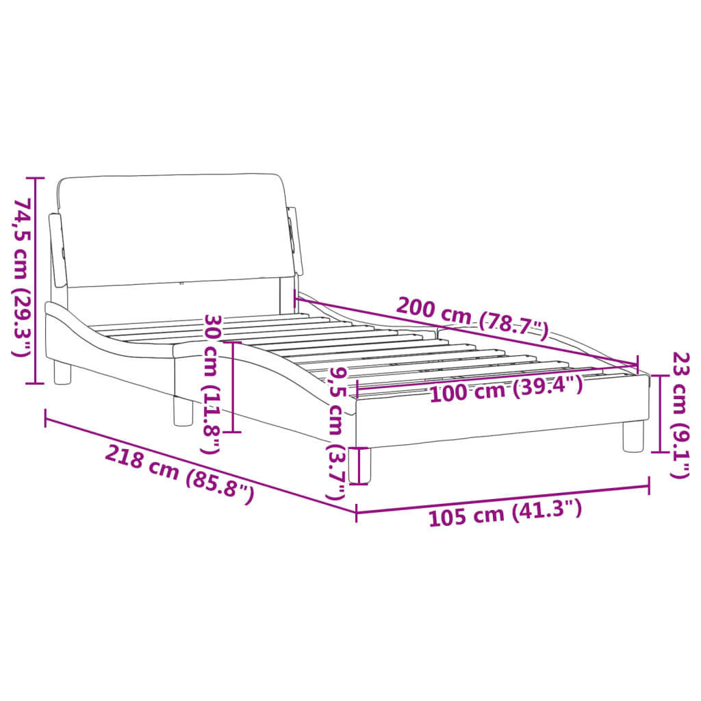 Bettgestell ohne Matratze Dunkelbraun 100x200 cm Stoff