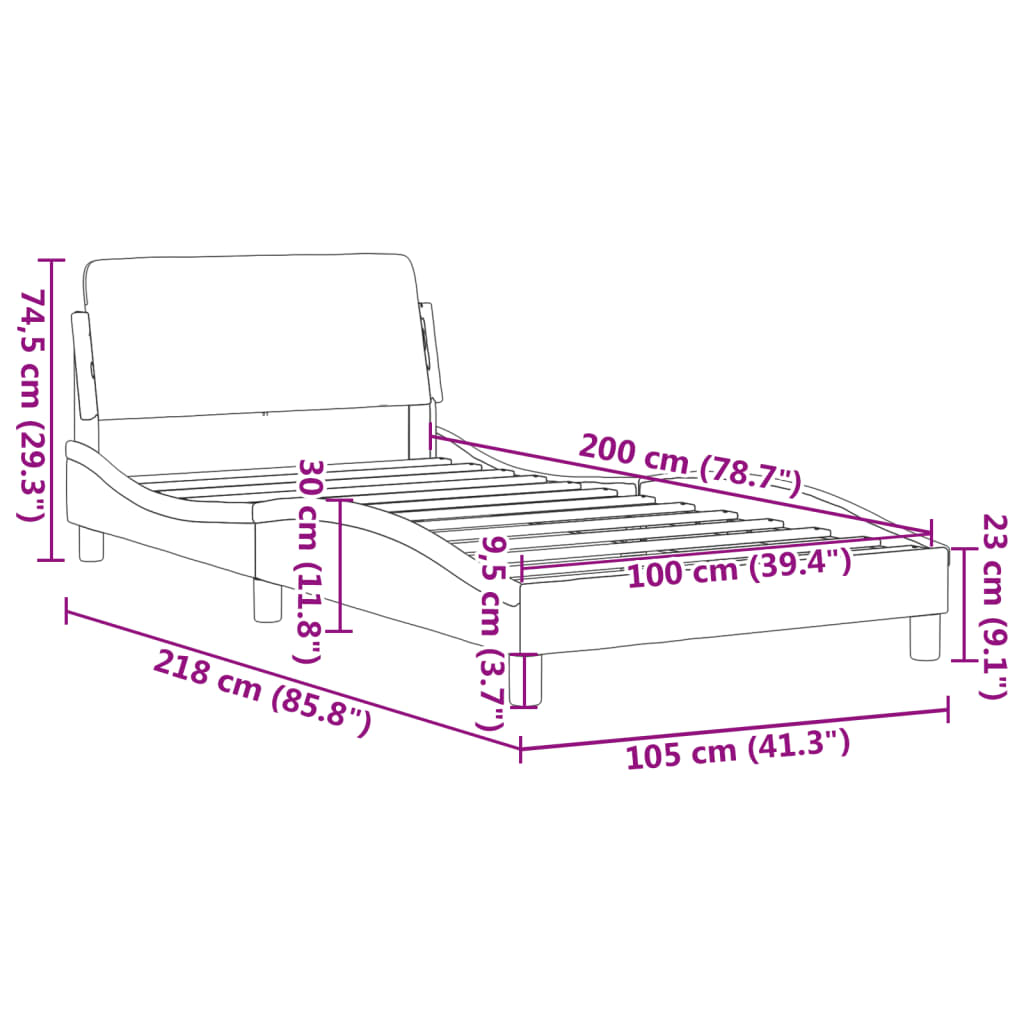 Bettgestell ohne Matratze Dunkelgrau 100x200 cm Samt