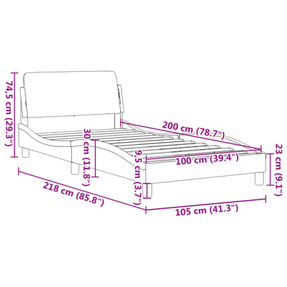 Bettgestell mit Kopfteil Grau 100x200 cm Kunstleder