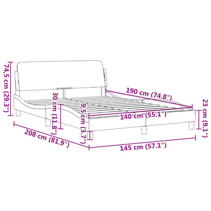 Bettgestell ohne Matratze Dunkelgrau 140x190 cm Stoff