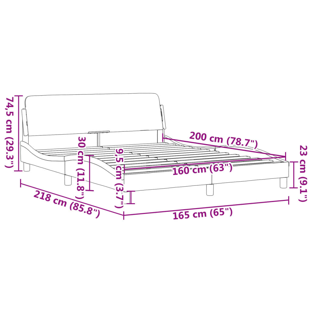 Bettgestell ohne Matratze Dunkelgrau 160x200 cm Stoff