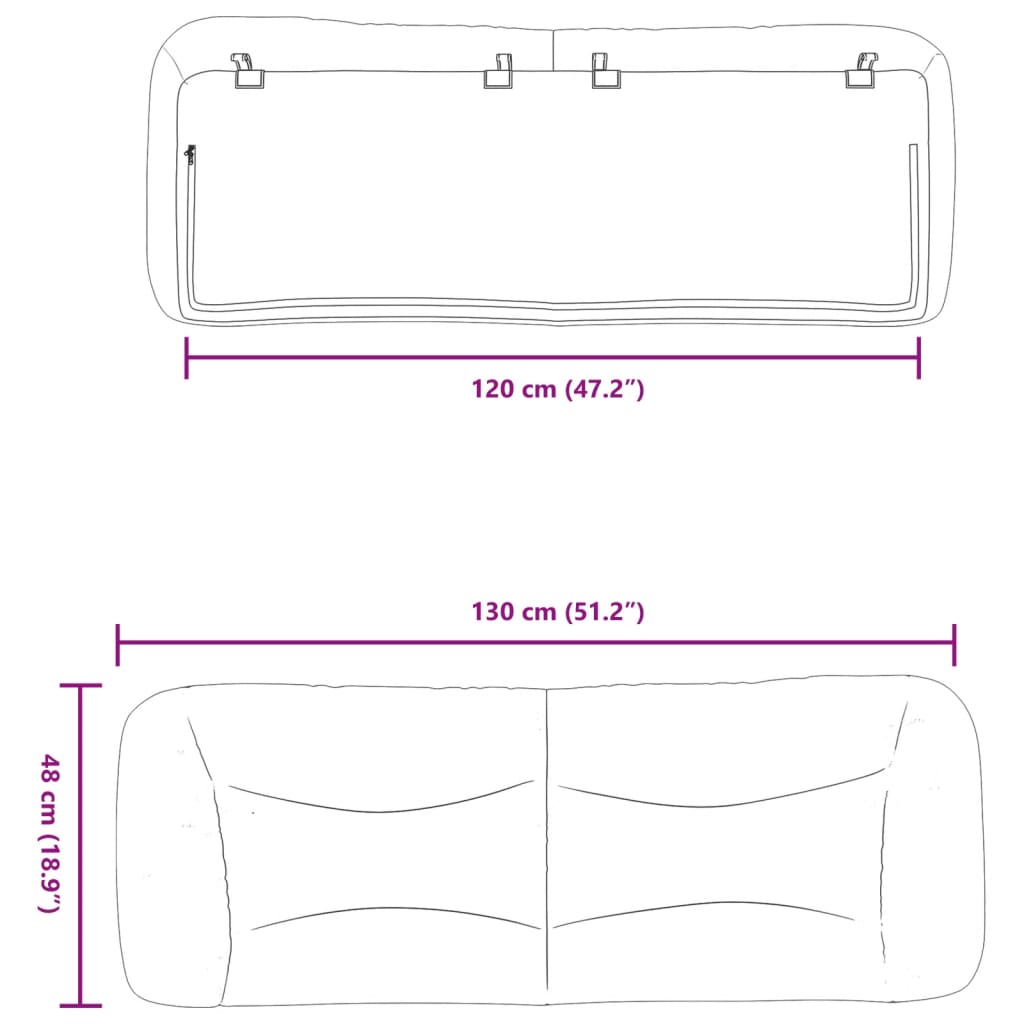 Kopfteil-Kissen Taupe 120 cm Stoff