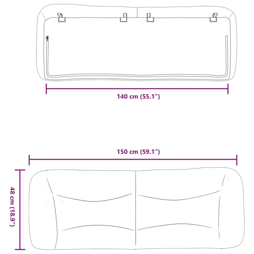 Kopfteil-Kissen Creme 140 cm Stoff