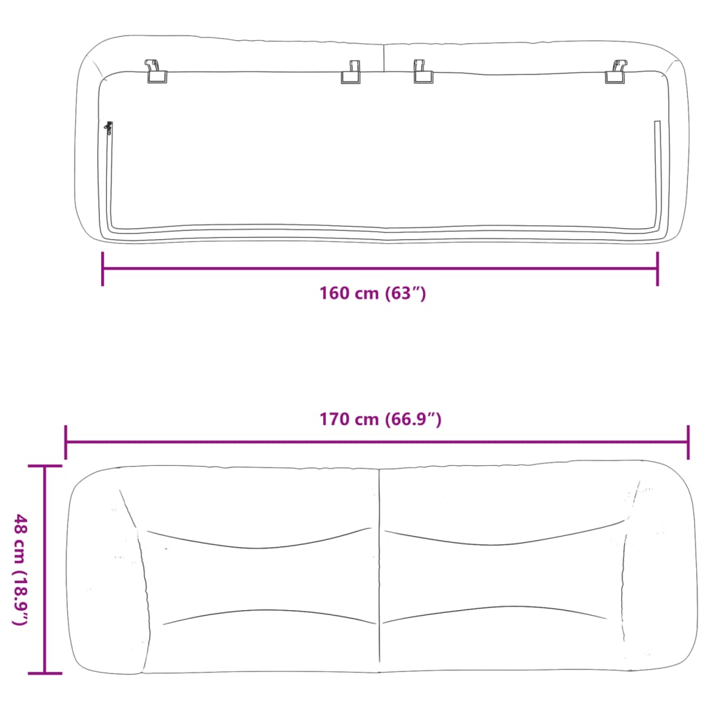 Kopfteil-Kissen Dunkelgrau 160 cm Stoff