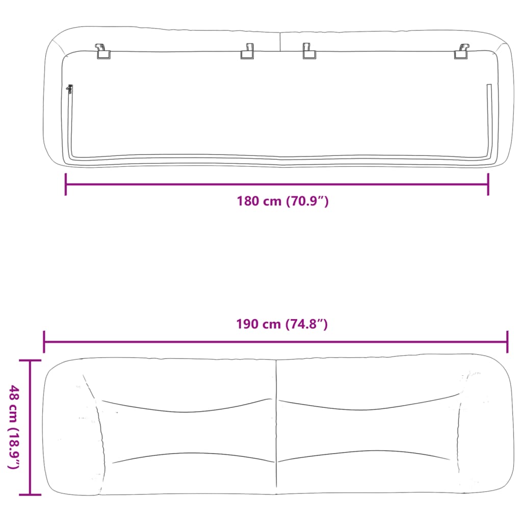 Kopfteil-Kissen Dunkelgrau 180 cm Stoff