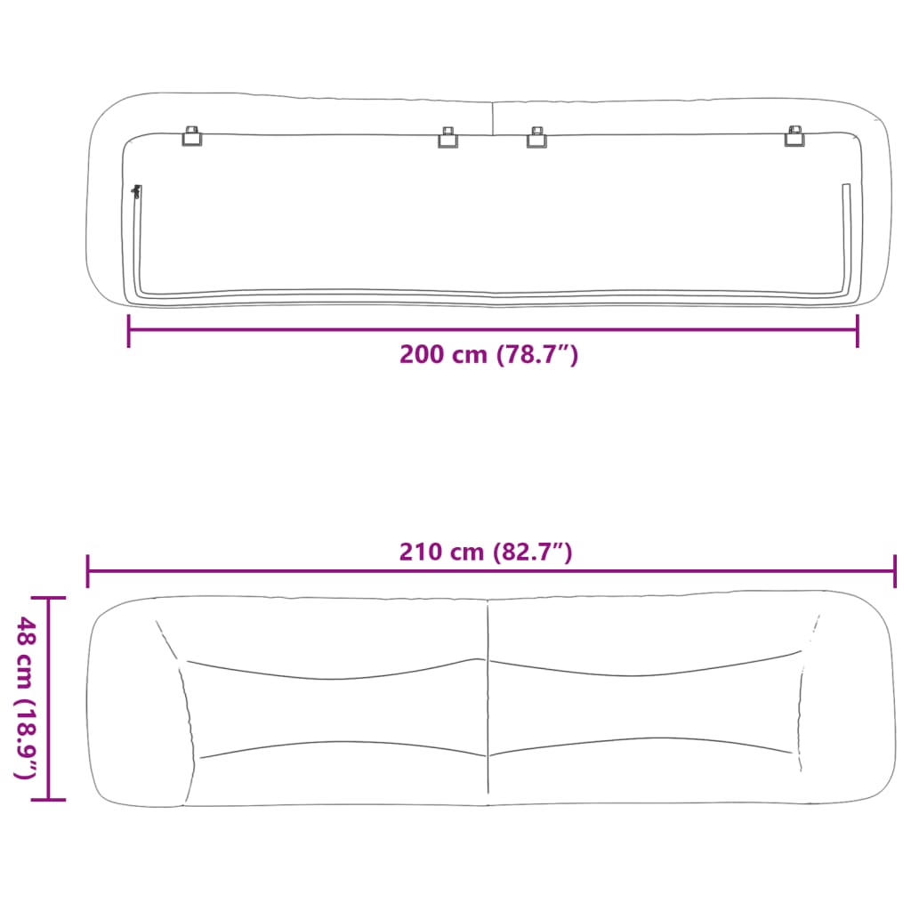 Kopfteil-Kissen Dunkelgrau 200 cm Stoff