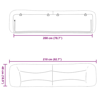 Kopfteil-Kissen Grau 200 cm Kunstleder