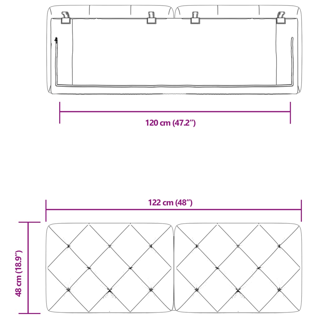 Kopfteil-Kissen Dunkelgrau 120 cm Samt