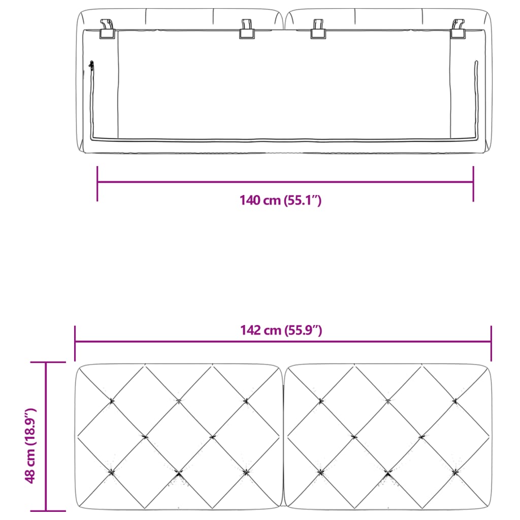 Kopfteil-Kissen Dunkelgrau 140 cm Samt