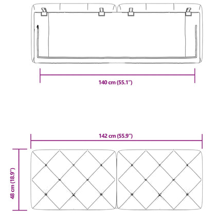 Kopfteil-Kissen Dunkelgrau 140 cm Samt