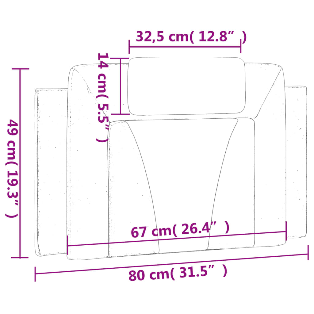 Kopfteil-Kissen Weiß 80 cm Kunstleder