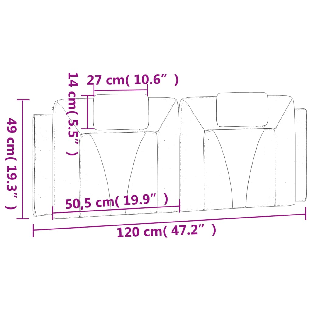 Kopfteil-Kissen Weiß 120 cm Kunstleder