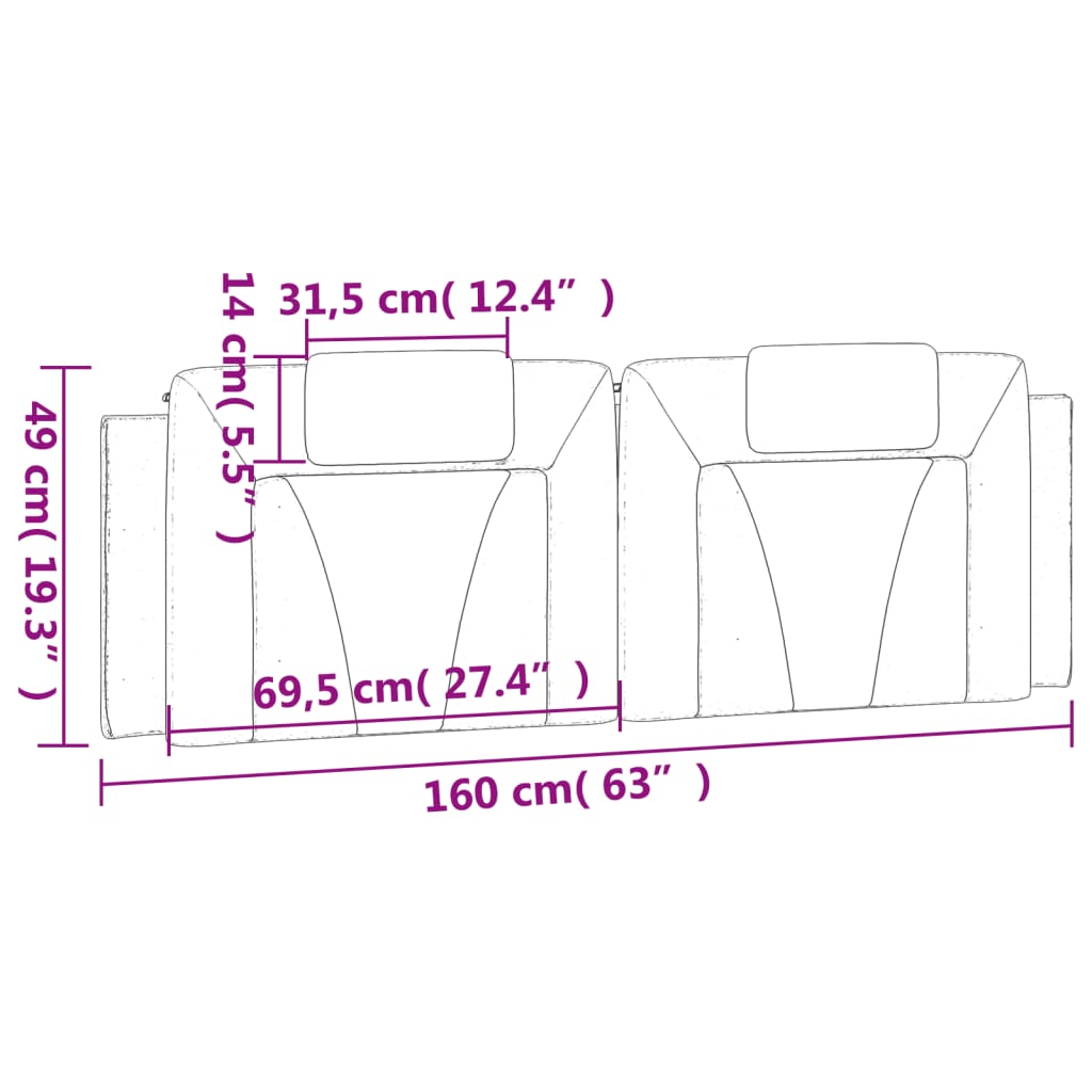 Kopfteil-Kissen Weiß 160 cm Kunstleder