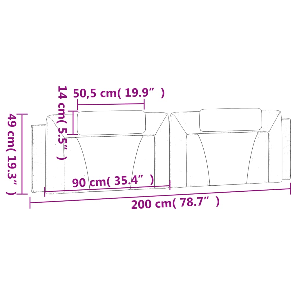 Kopfteil-Kissen Braun 200 cm Kunstleder