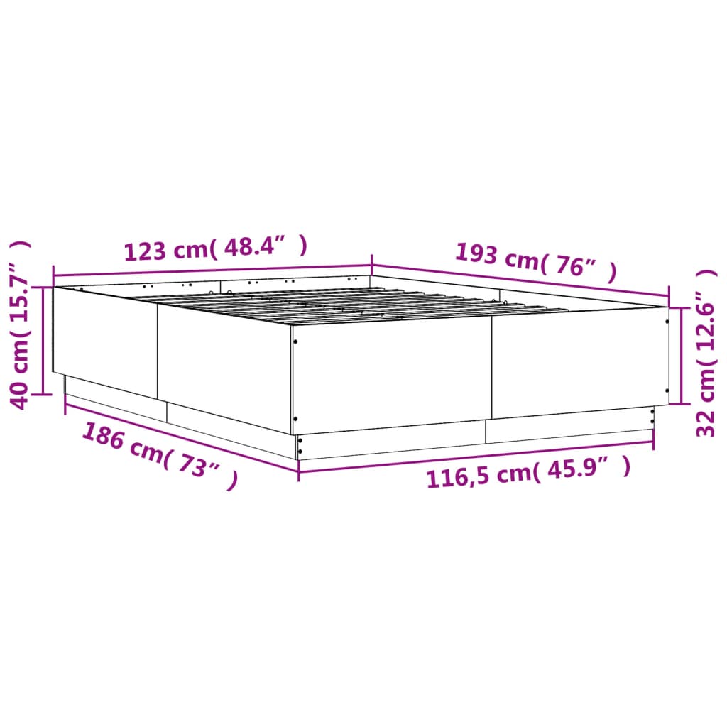 Bettgestell Weiß 120x190 cm Holzwerkstoff