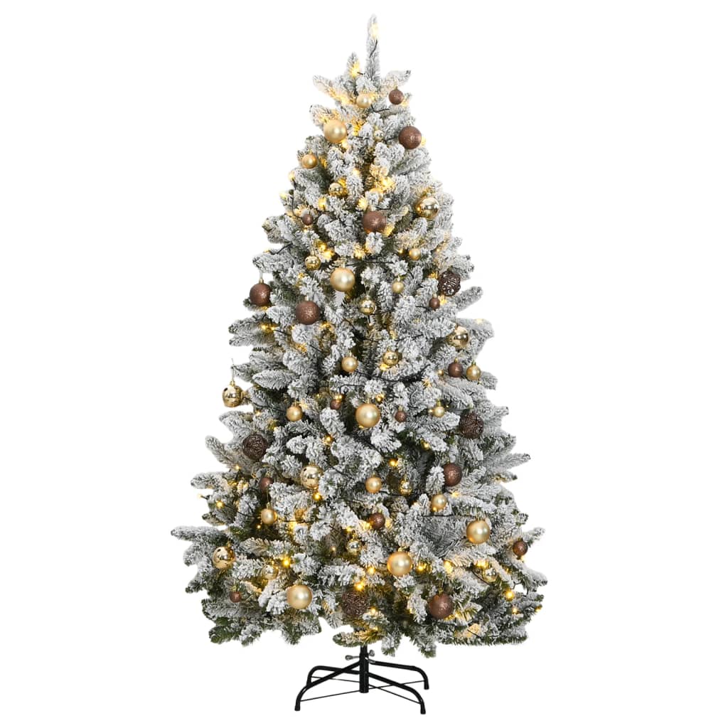 Künstlicher Weihnachtsbaum Klappbar 300 LEDs & Kugeln 180 cm