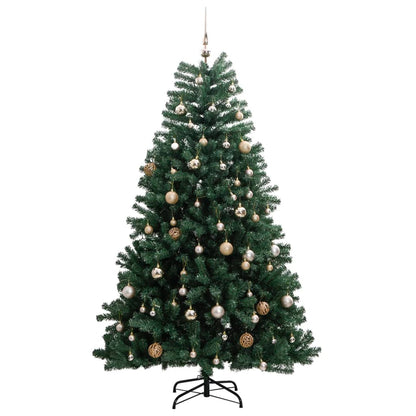 Künstlicher Weihnachtsbaum Klappbar 300 LEDs & Kugeln 210 cm