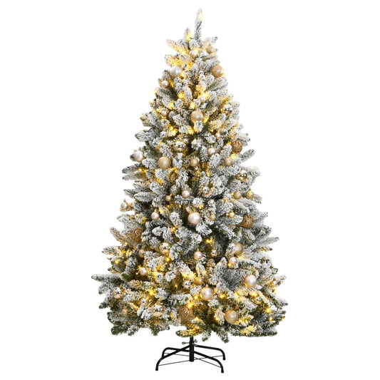 Künstlicher Weihnachtsbaum Klappbar 300 LEDs & Kugeln 180 cm