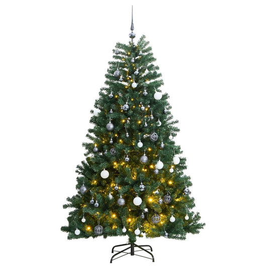 Künstlicher Weihnachtsbaum Klappbar 300 LEDs & Kugeln 180 cm