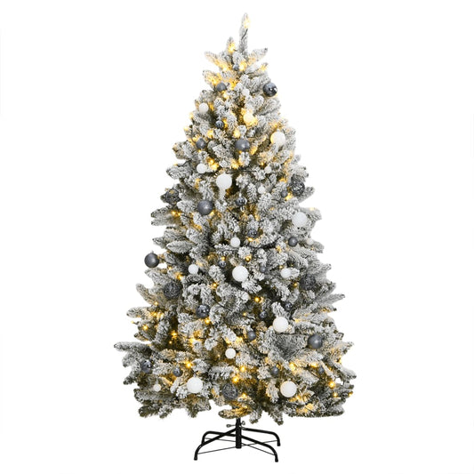 Künstlicher Weihnachtsbaum Klappbar 300 LEDs & Kugeln 210 cm