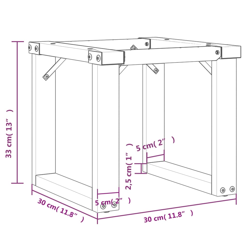 Couchtischbeine O-Gestell 30x30x33 cm Gusseisen