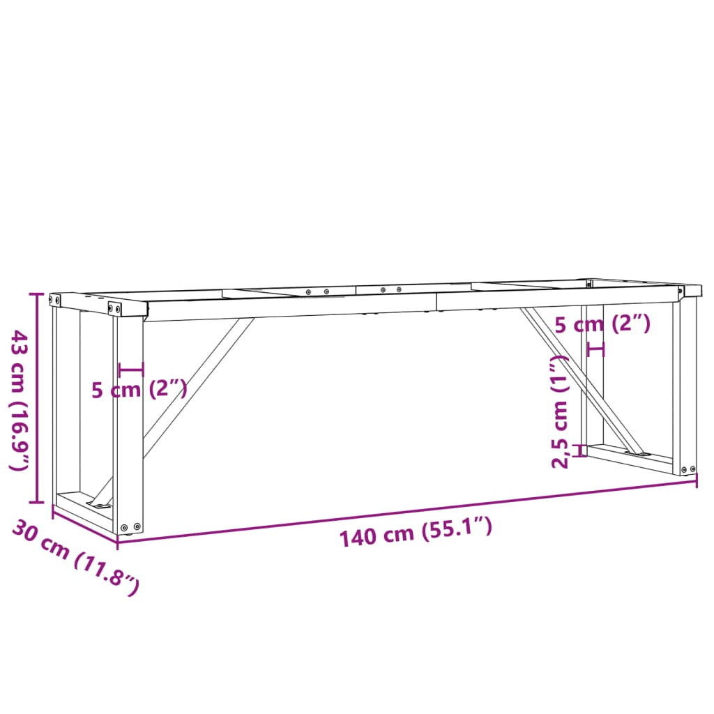 Couchtisch-Gestell in O-Form 140x30x43 cm Gusseisen