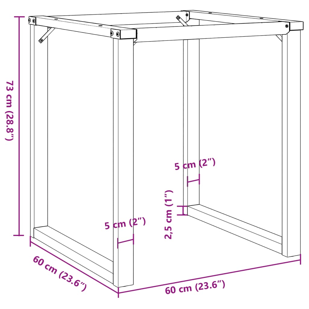 Esstisch-Gestell in O-Form 60x60x73 cm Gusseisen