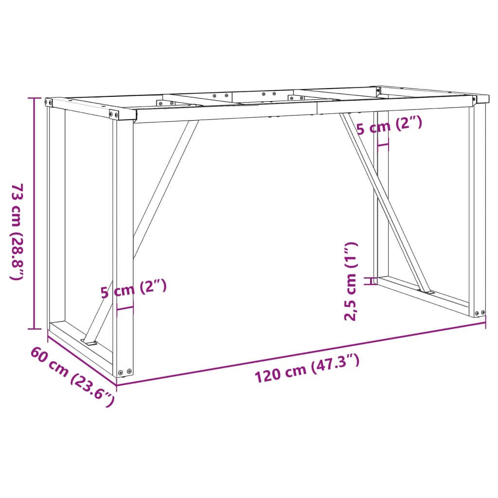 Esstisch-Gestell in O-Form 120x60x73 cm Gusseisen