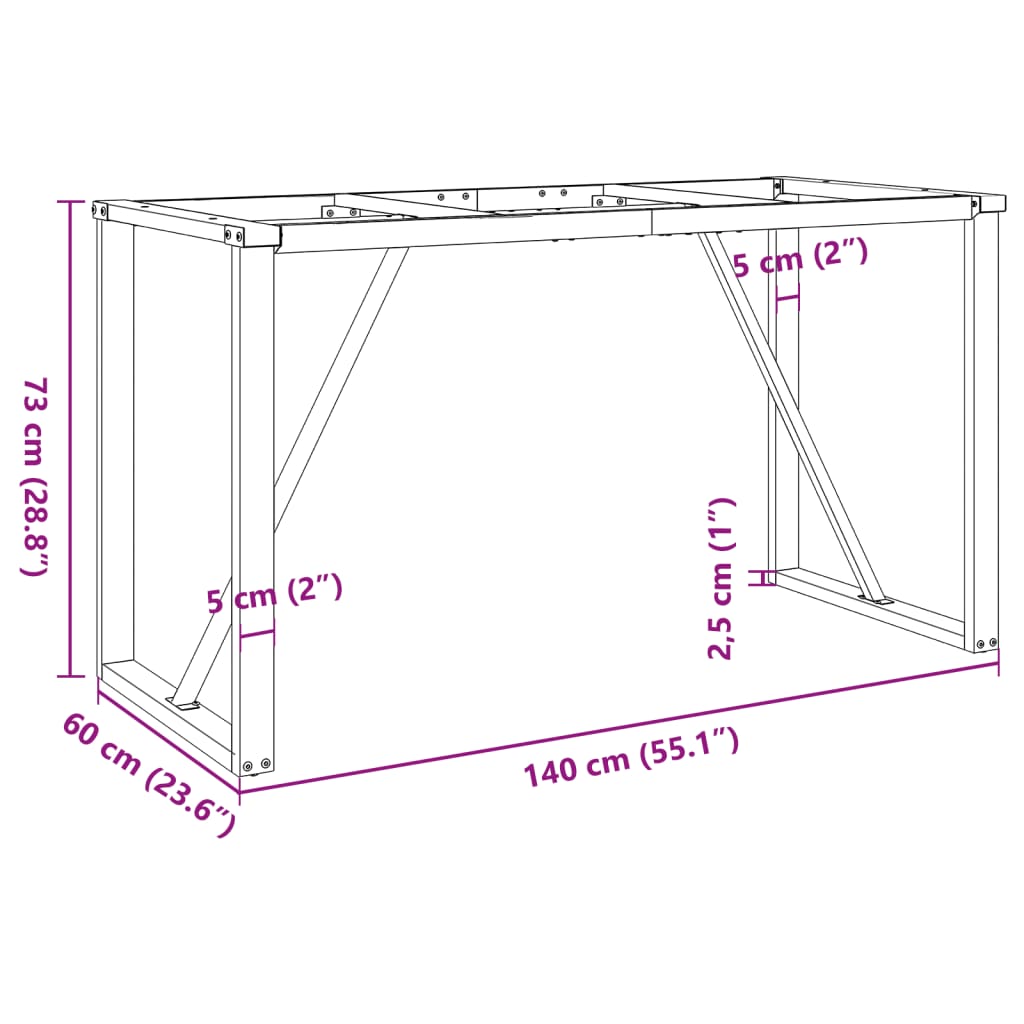 Esstisch-Gestell in O-Form 140x60x73 cm Gusseisen