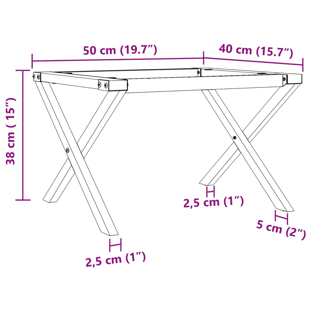 Couchtisch-Gestell in X-Form 50x40x38 cm Gusseisen